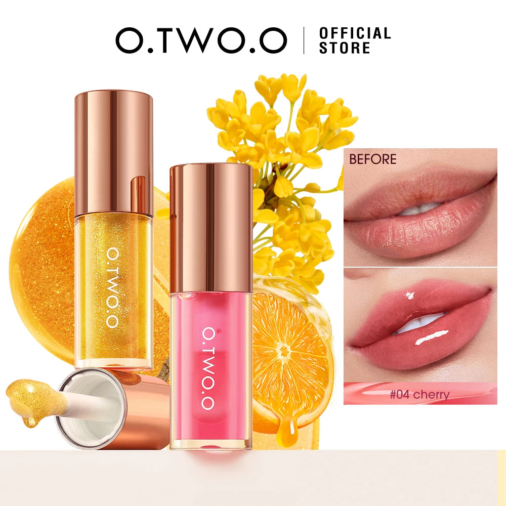 O.TWO.O Lip Oil Gloss Lip Plumper Makeup Moisturizing NonSticky Sexy Water Glossy Glitter Primer Tint Lip Balm Care Cosmetics