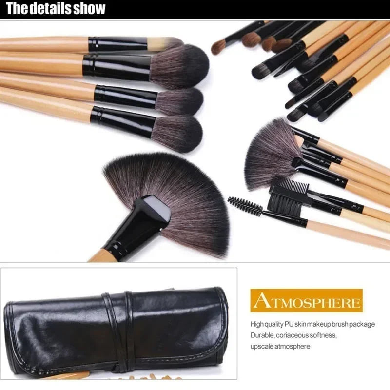 24-Piece Professional Makeup Brush Set with Carrying Case - Vegan & Cruelty-Free