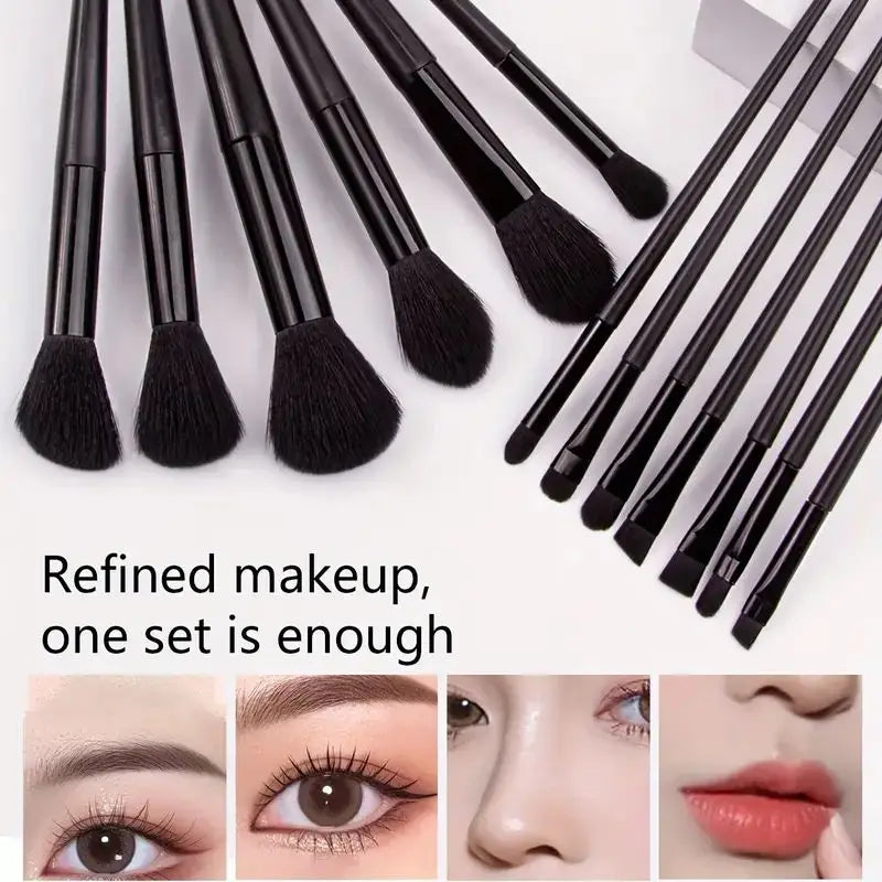 13pcs Premium Synthetic Nylon Bristle Makeup Brush Set - Soft, Gentle, and Cruelty-Free for Flawless Foundation, Blush, Powder,