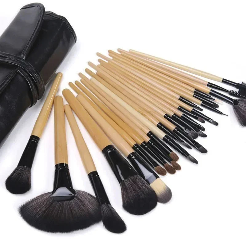 24-Piece Professional Makeup Brush Set with Carrying Case - Vegan & Cruelty-Free