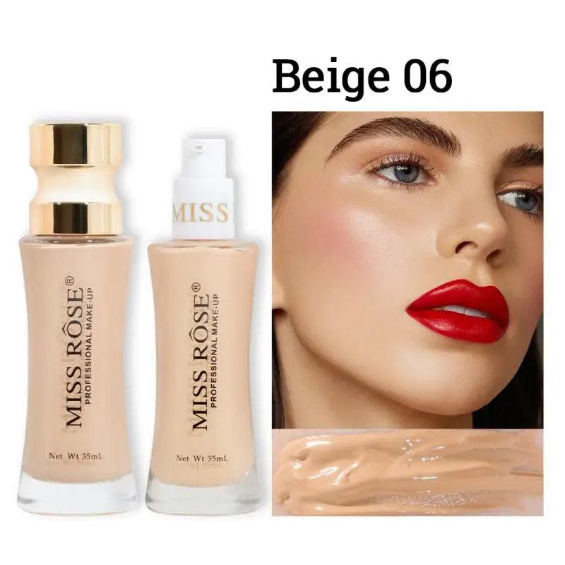 MISS ROSE 35ml Facial Makeup Foundation Liquid Natural Lasting Clear Concealer Light Moisturizing Foundation Cream Brighten Tone - Urbanew