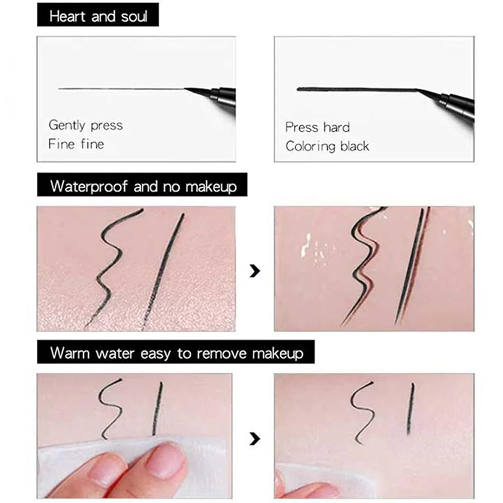 3Pcs Waterproof & Sweat-Proof Black Eyeliner Pencil Combined Lasting Smudge-Proof Bold Eye Makeup Easy Glide Formula for Perfe