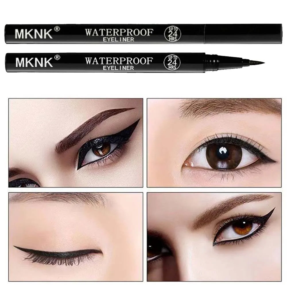 3pcs Waterproof Black Eyeliner Pencils-Smudge-Proof Long-Lasting &Beginner-Friendly Wooden Eyebrow Liner Pen Makeup Combined