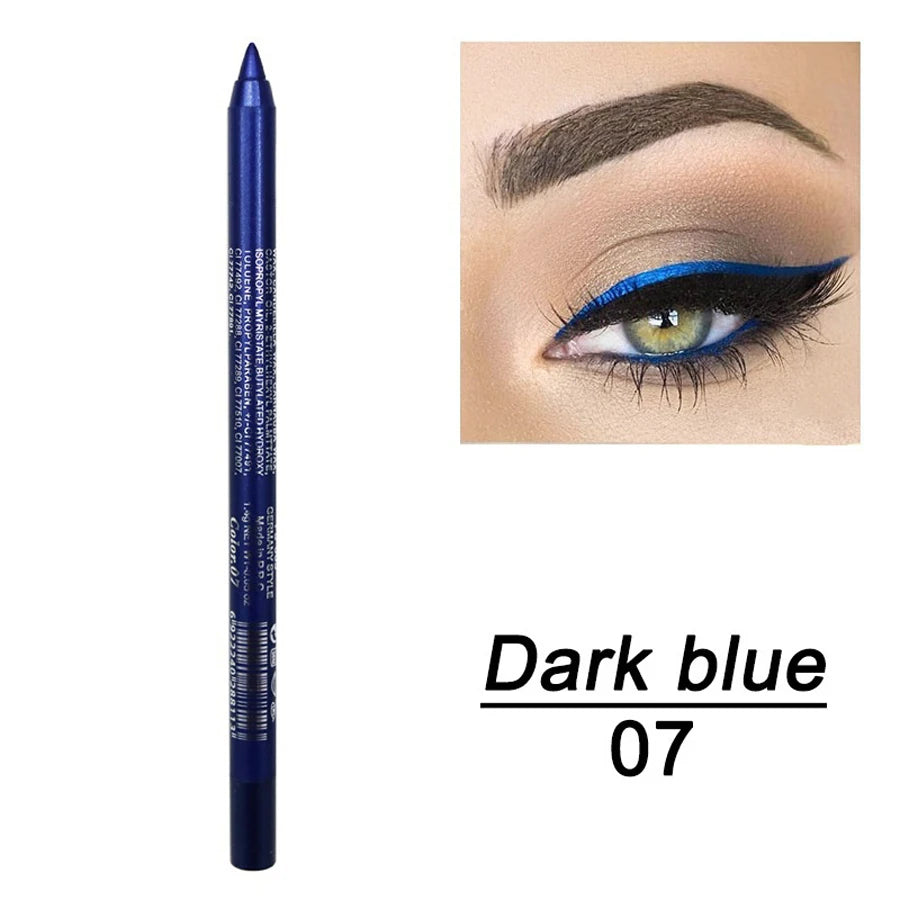 14-Color Colourful Eyeliner Pen, High Pigmented Pearly Shimmer Metallic Smokey Punk Gothic Style Eyeliner, Long Lasting Waterpro