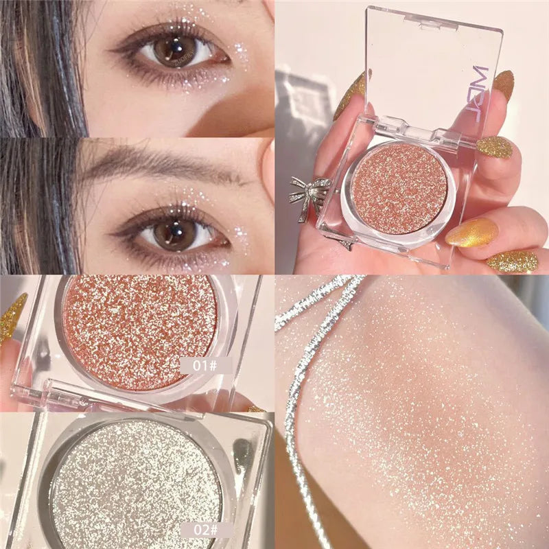 1Pc Diamond Glitter Eyeshadow Shiny Pearlescent White Brown with Flash Eye Shadow Palette Long Lasting Eyes Makeup Cosmetics