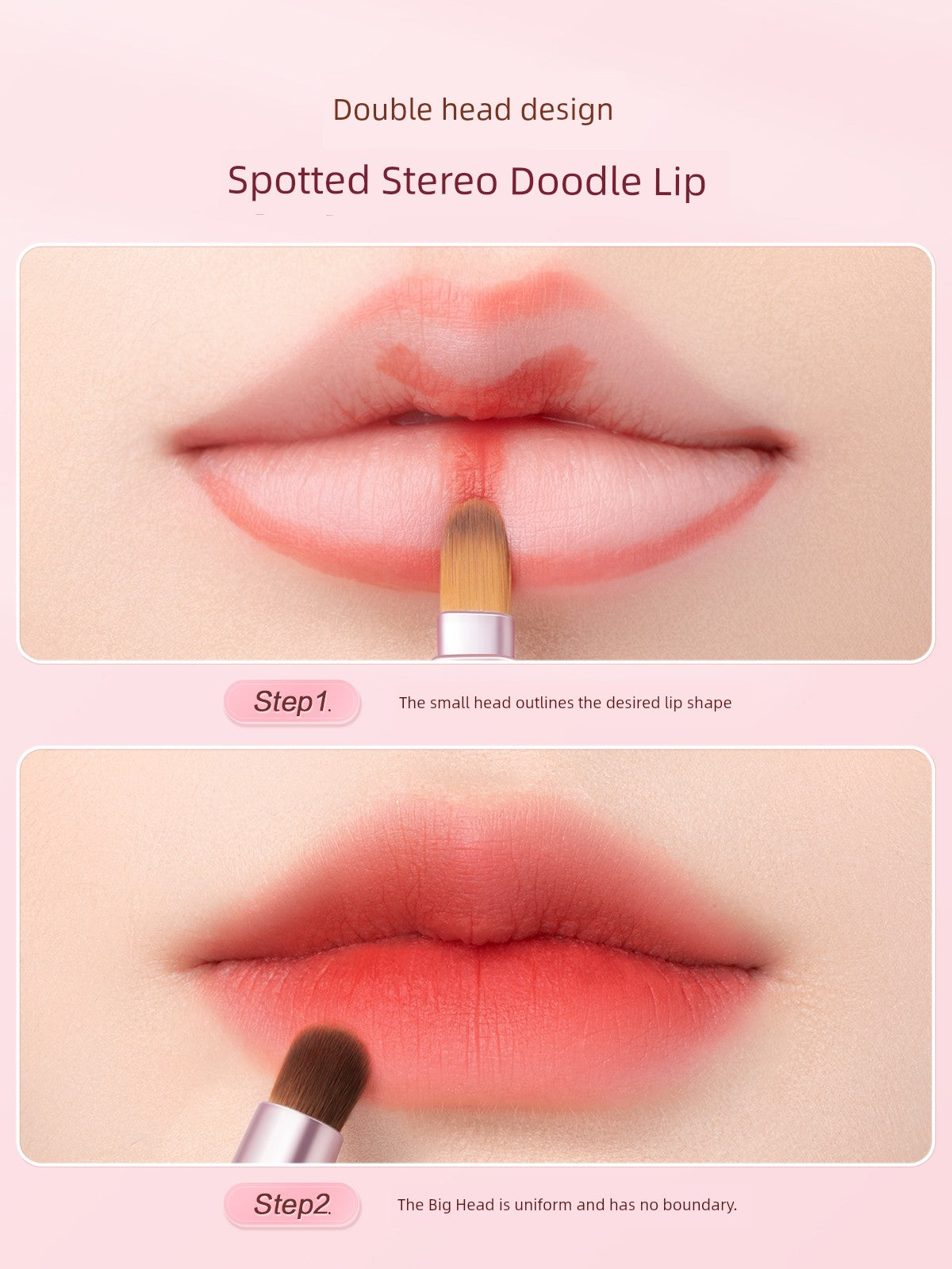 Double-Headed Telescopic and Portable Professional Lidded Silicone Lip Brush