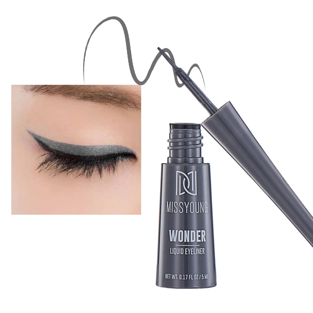 3-Color Matte Eyeliner In Grey Blue Black For Gray Look Waterproof Fade-Proof Formula Easy To Apply Brush Y2K Liquid Eyeliner