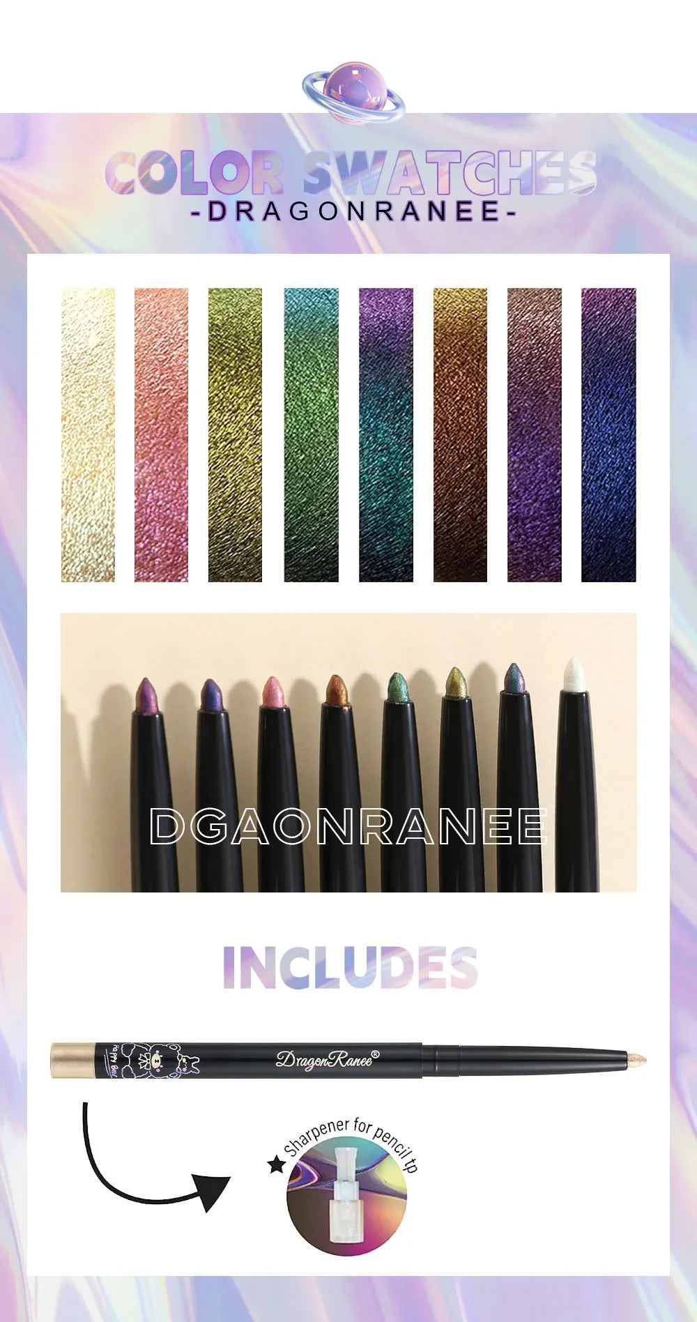 Optical Chameleon Eyeliner Gel Pen Waterproof Sweatproof Eyes Liner Pencil Long-lasting Non-smudge Brightening Eyeshadow Stick