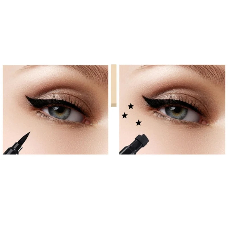 Waterproof Double Head Star Seal Eyeliner Long Lasting Makeup Non-smudging Novice Heart Plum Embellished Eye Tail Eyeliner