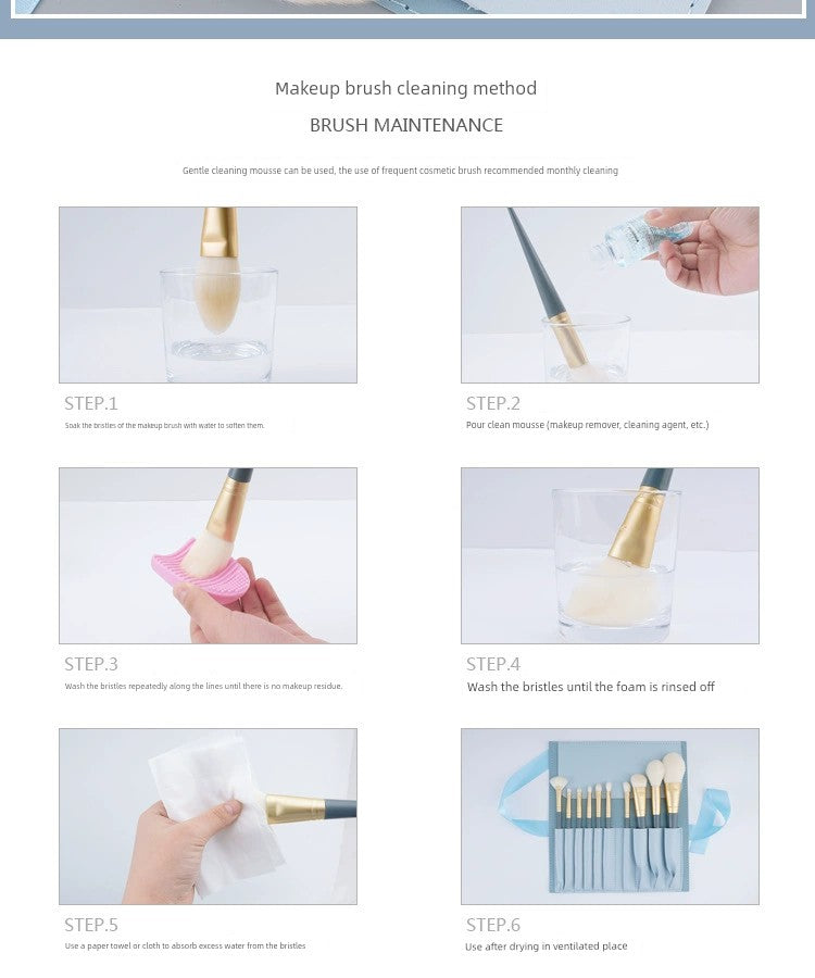 Beginner Portable Short Super Soft Makeup Brush Suit