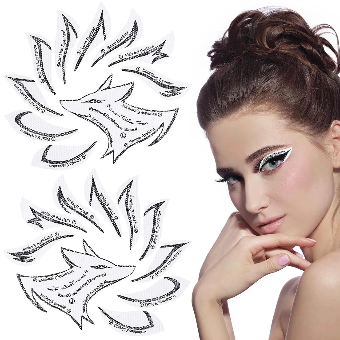 Flawless Eyeliner Stencil Stickers - Perfect Wings & Cat Eyes Made Easy (48 Total)