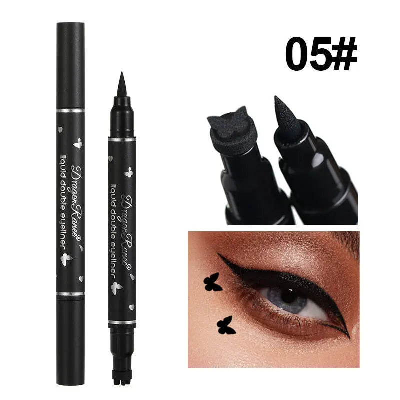 Waterproof Double Head Star Seal Eyeliner Long Lasting Makeup Non-smudging Novice Heart Plum Embellished Eye Tail Eyeliner