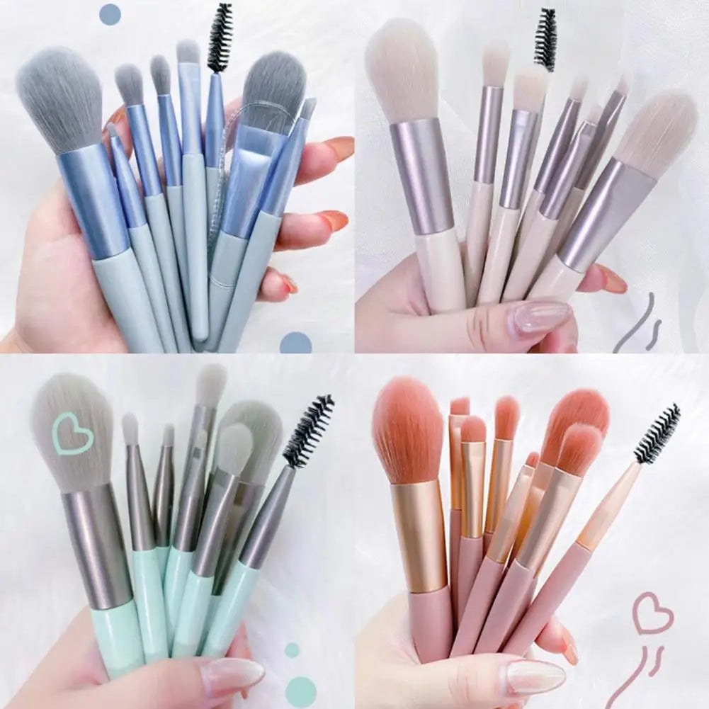 8Pcs/Set Makeup Brushes Soft Bristles Foundation Blend Blush Lip Nose Shadow Eyeshadow Eyebrow Lash Brush Set for Beginner