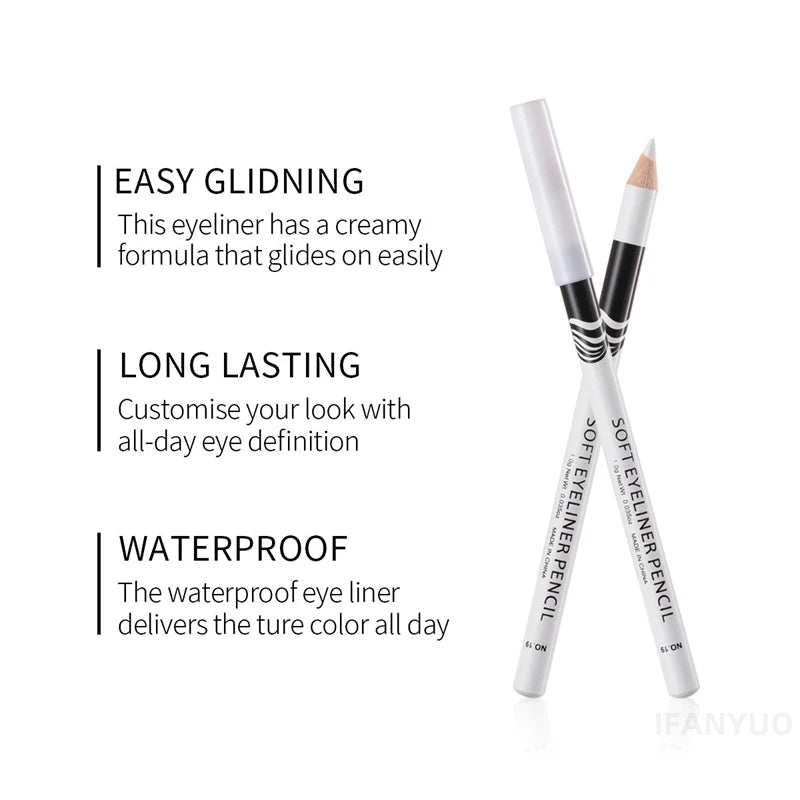 1/12pcs White Eyeliner Makeup Smooth Easy To Wear Lasting Eyes Brightener Waterproof Fashion Eyes Liner Pencils Eye Makeup Tool