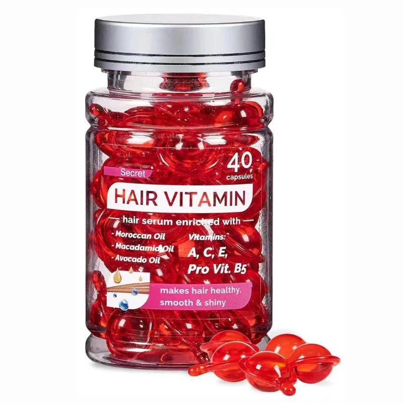 Hair Repair Vitamin Serum Capsules - Nourishing Treatment with Moroccan & Avocado Oils (No-Rinse)