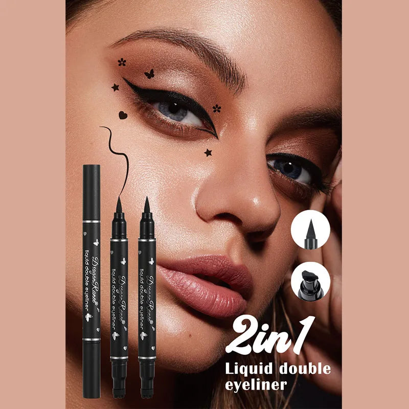 Waterproof Double Head Star Seal Eyeliner Long Lasting Makeup Non-smudging Novice Heart Plum Embellished Eye Tail Eyeliner