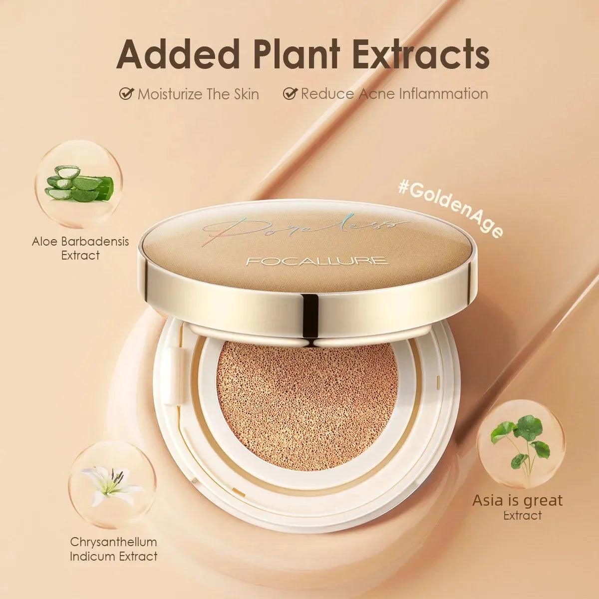 FOCALLURE Waterproof Matte Air Cushion Poreless BB＆CC Cream High Coverage Oil-control Soft Face Makeup Foundation Base Cosmetics - Urbanew