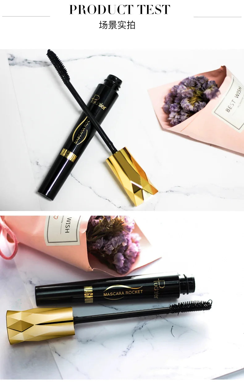 Pudaier New Eyelash Mascara Waterproof Thick Long Curling 4D Lengthening Non-flaking Non-smudging Defining Super Black Makeup