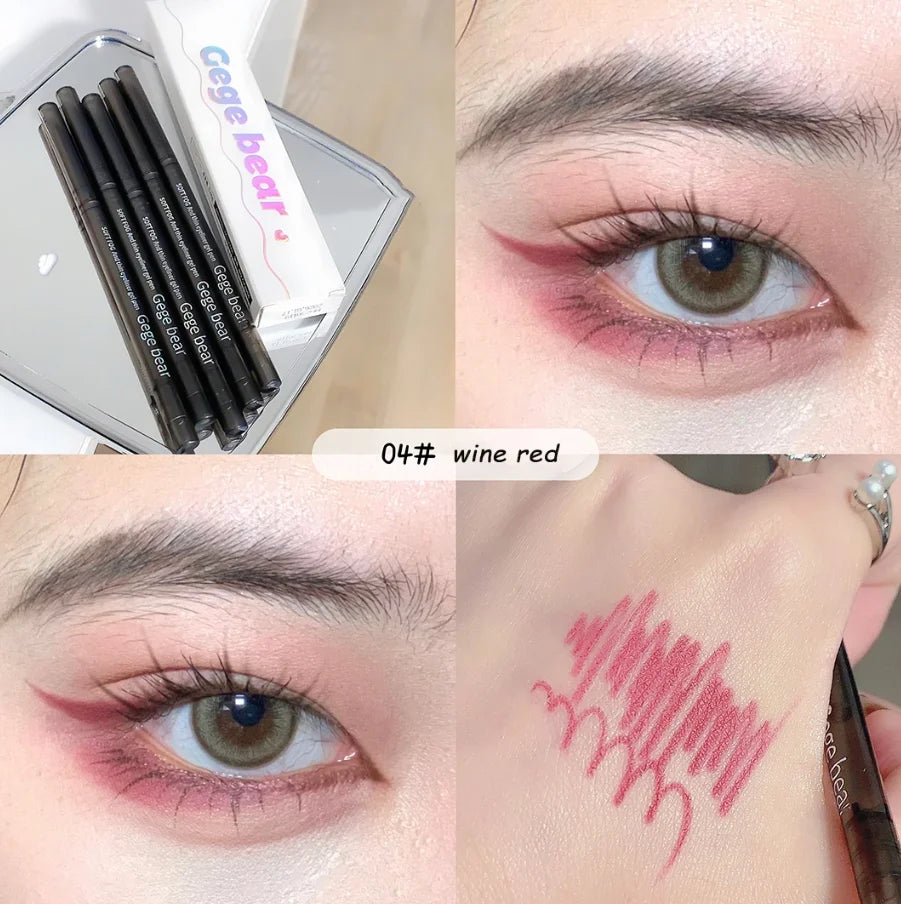 Waterproof Eyeliner Gel Pencil Red Brown White Ultra-slim Soft Easy Wear High Pigment Lip Liner Professional Lasting Eyes Makeup