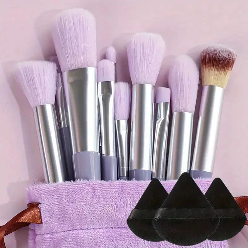 13pcs Premium Synthetic Nylon Bristle Makeup Brush Set - Soft, Gentle, and Cruelty-Free for Flawless Foundation, Blush, Powder,