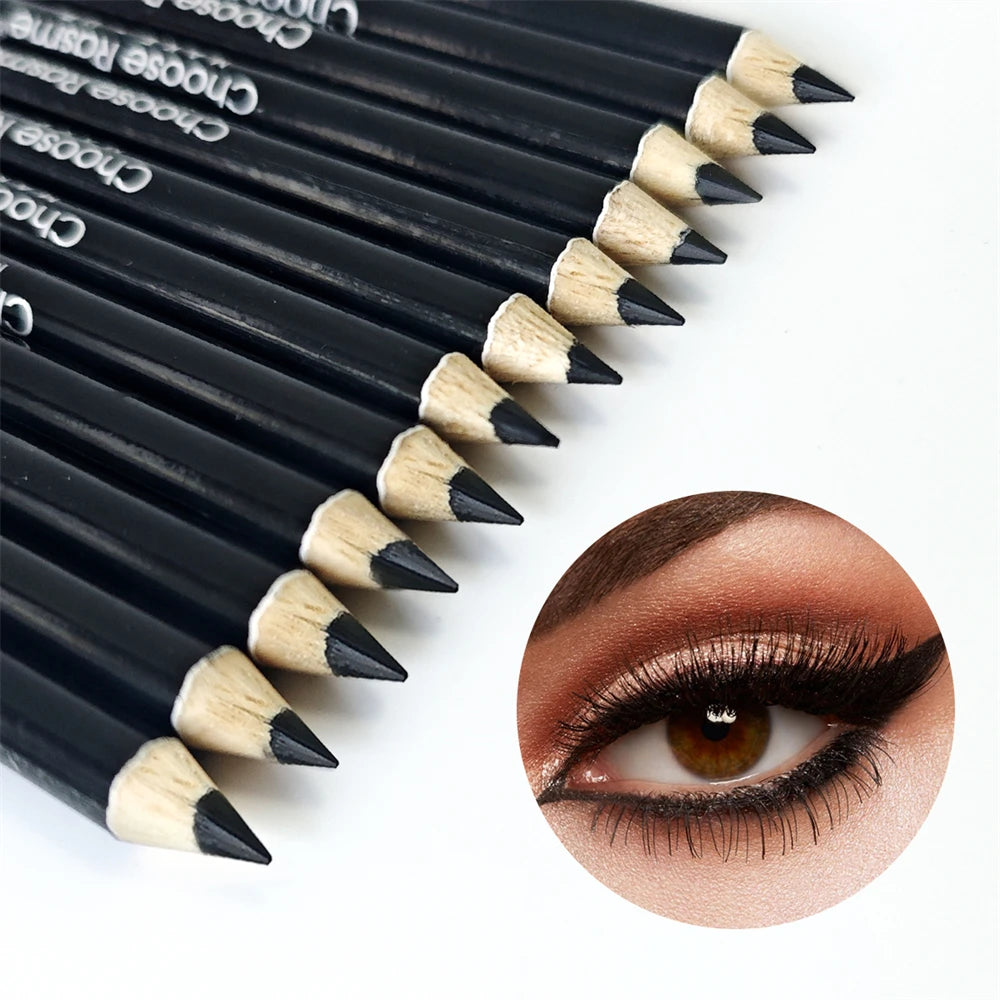 3pcs Waterproof Black Eyeliner Pencils-Smudge-Proof Long-Lasting &Beginner-Friendly Wooden Eyebrow Liner Pen Makeup Combined