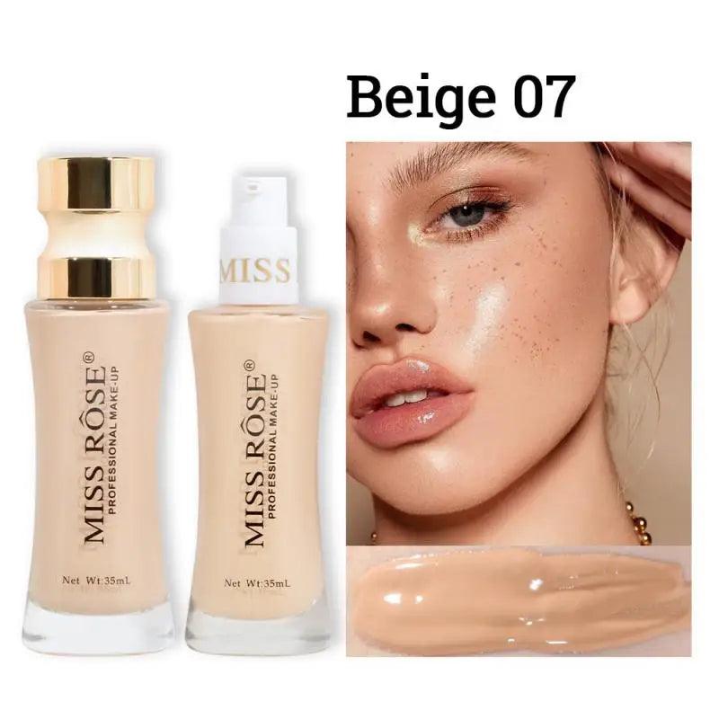 MISS ROSE 35ml Facial Makeup Foundation Liquid Natural Lasting Clear Concealer Light Moisturizing Foundation Cream Brighten Tone - Urbanew