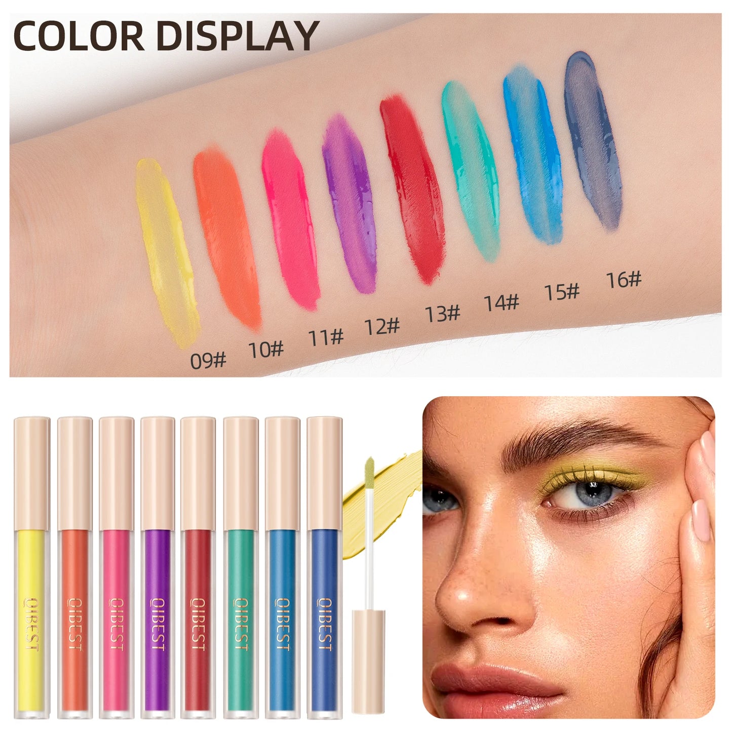 QiBest Matte Liquid Eyeshadow Set - 8 Vibrant Shades for Effortless Eye Looks (Waterproof & Long-Lasting)