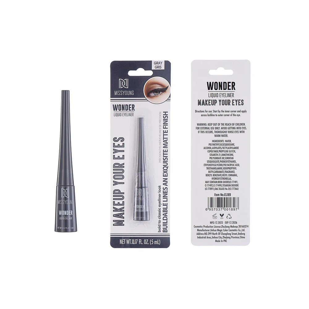 3-Color Matte Eyeliner In Grey Blue Black For Gray Look Waterproof Fade-Proof Formula Easy To Apply Brush Y2K Liquid Eyeliner