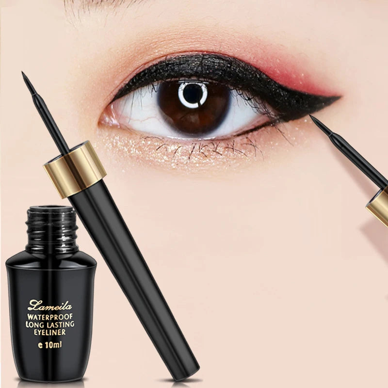 1pcs 10ml Black Liquid Eyeliner Waterproof Makeup Eye Liner Pencil Quick-drying Ultra-fine Brush Head Liquid Eyeliner Pen Korean