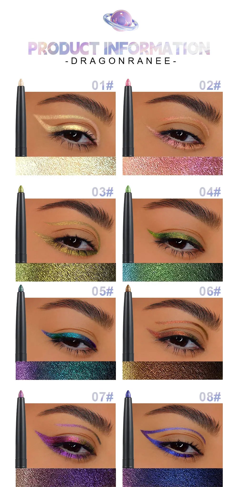 Optical Chameleon Eyeliner Gel Pen Waterproof Sweatproof Eyes Liner Pencil Long-lasting Non-smudge Brightening Eyeshadow Stick