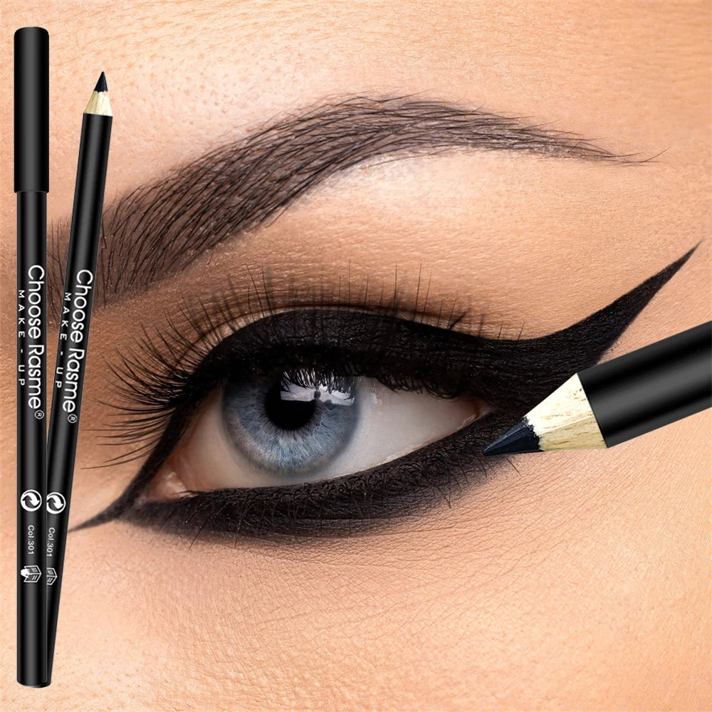 3pcs Waterproof Black Eyeliner Pencils-Smudge-Proof Long-Lasting &Beginner-Friendly Wooden Eyebrow Liner Pen Makeup Combined