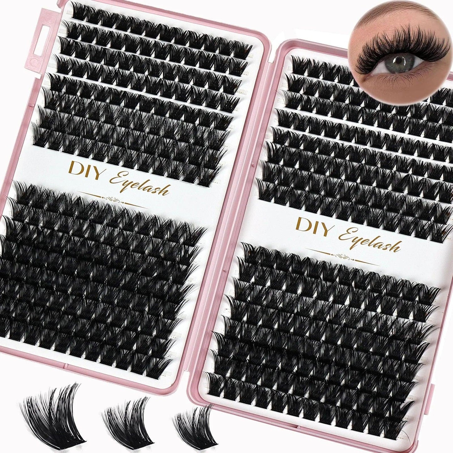 Individual Lashes 10-14mm 384pcs Cluster Lashes Natural Look Mixed Tray DIY Eyelash Extension Volume Clusters Eyelashes - Urbanew